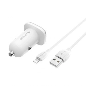 АЗУ USB Borofone BZ12 (12W, 2 порта, кабель Lightning) Белый от магазина РЭССИ